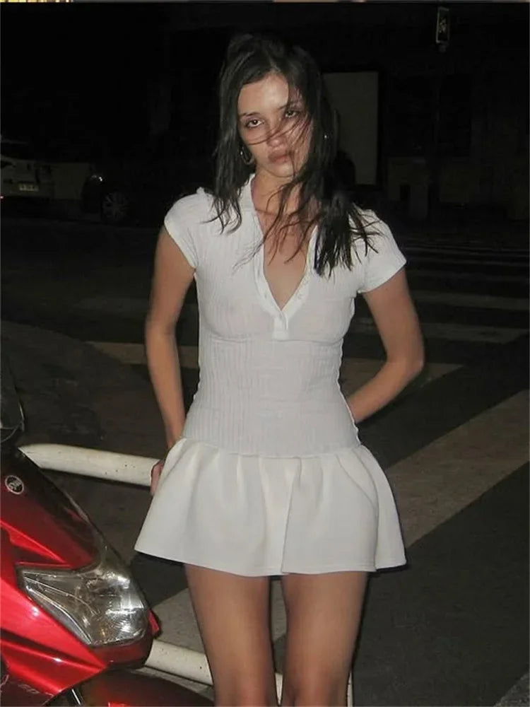 Ribbed Knit High-Waist Mini Dress