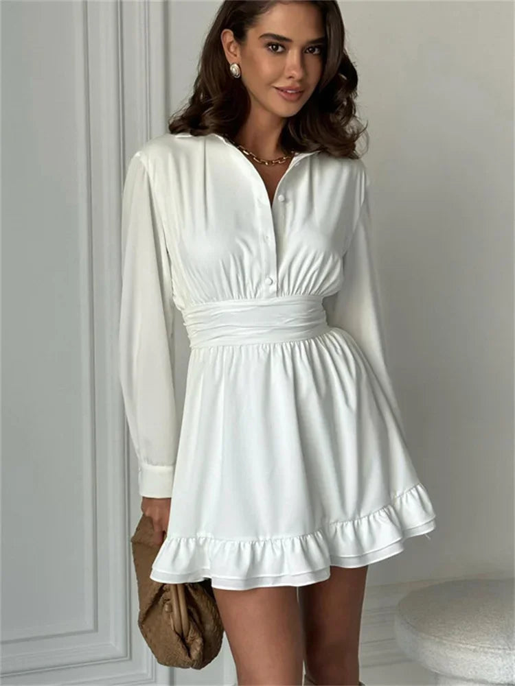 Ruffled Bandage Lace-Up Mini Dress