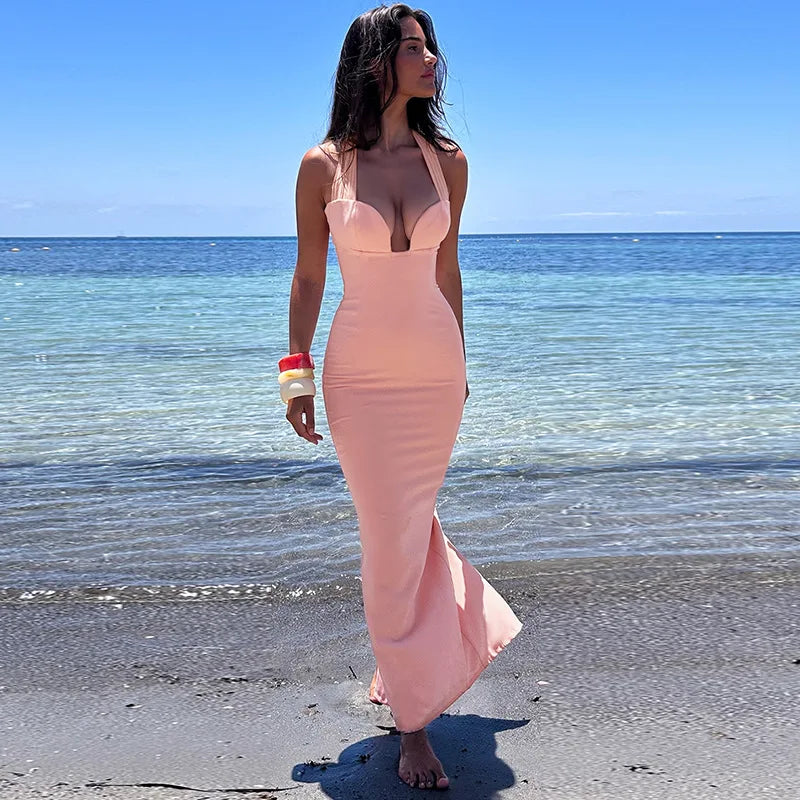 Elegant Maxi Slim Bodycon Vacation Dress