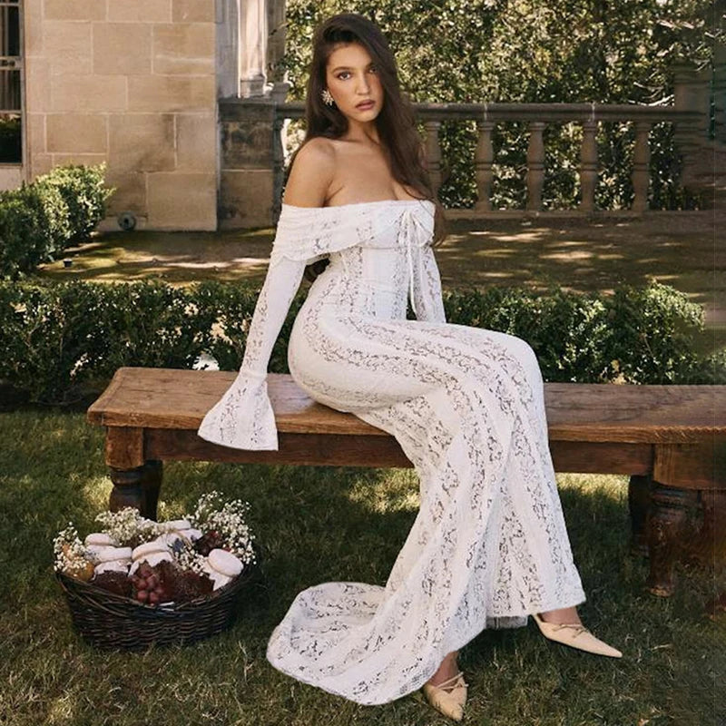 Elegant White Lace Vacation Dress