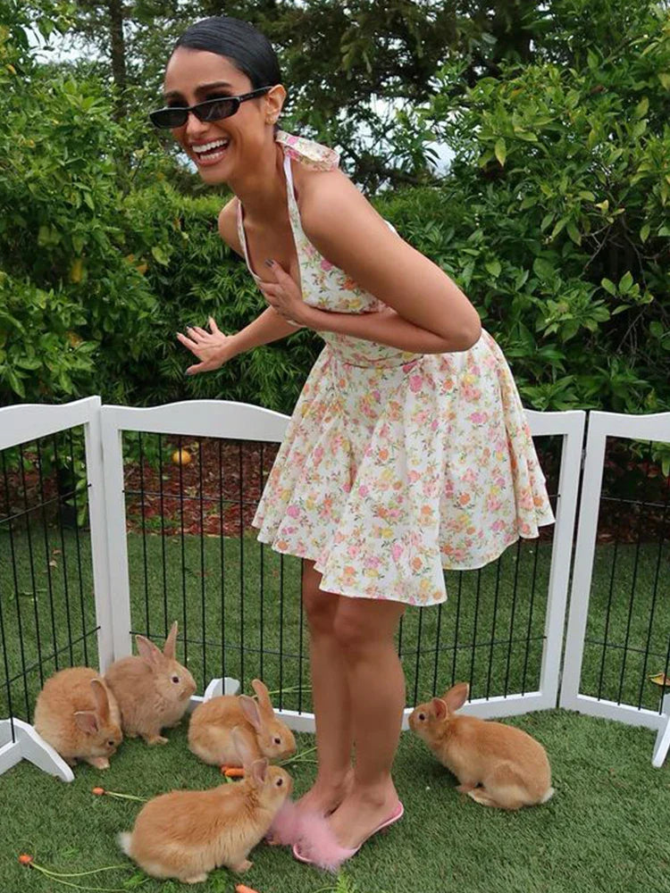 Elegant Print A-line Vacation Dress