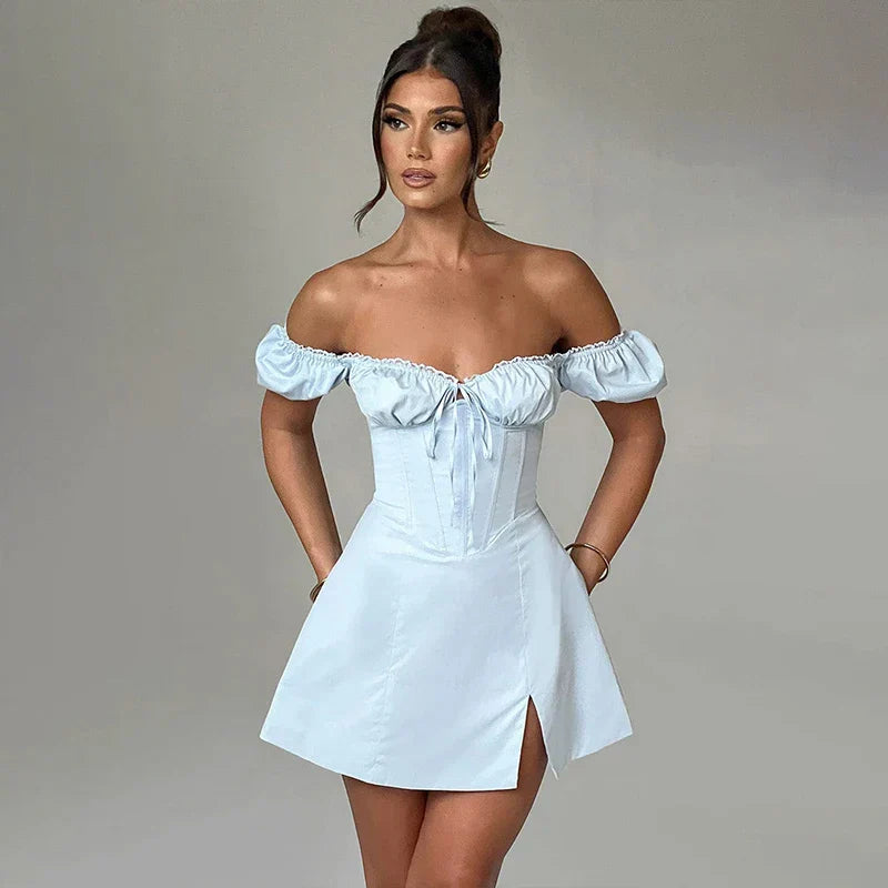 Waist Wrap A-line Off Shoulder Vacation Dress