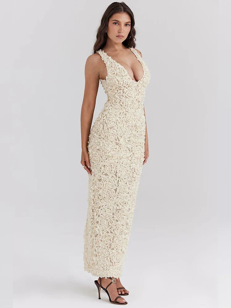 Floral Slim Bodycon Maxi Vacation Dress