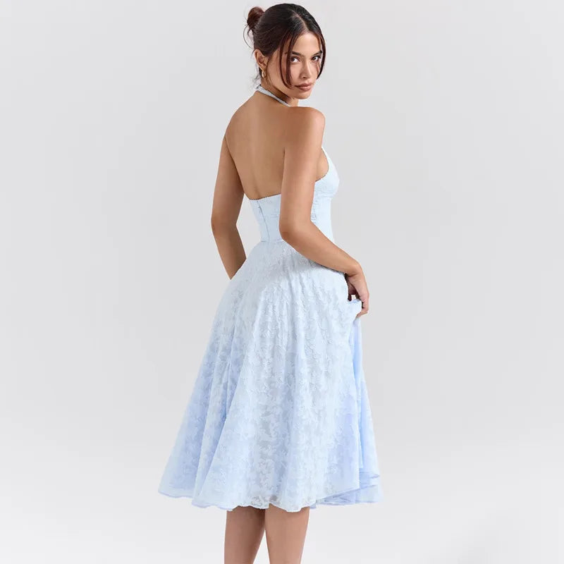 Floral Waist Wrap A-line Vacation Dress