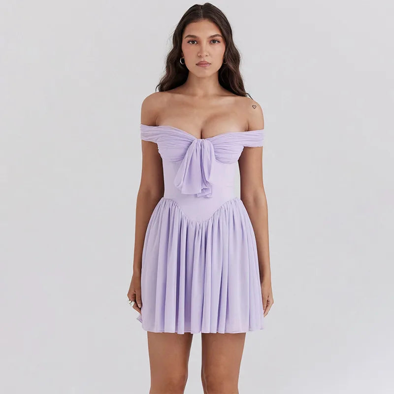 Mesh Waist Wrap A-line Vacation Dress