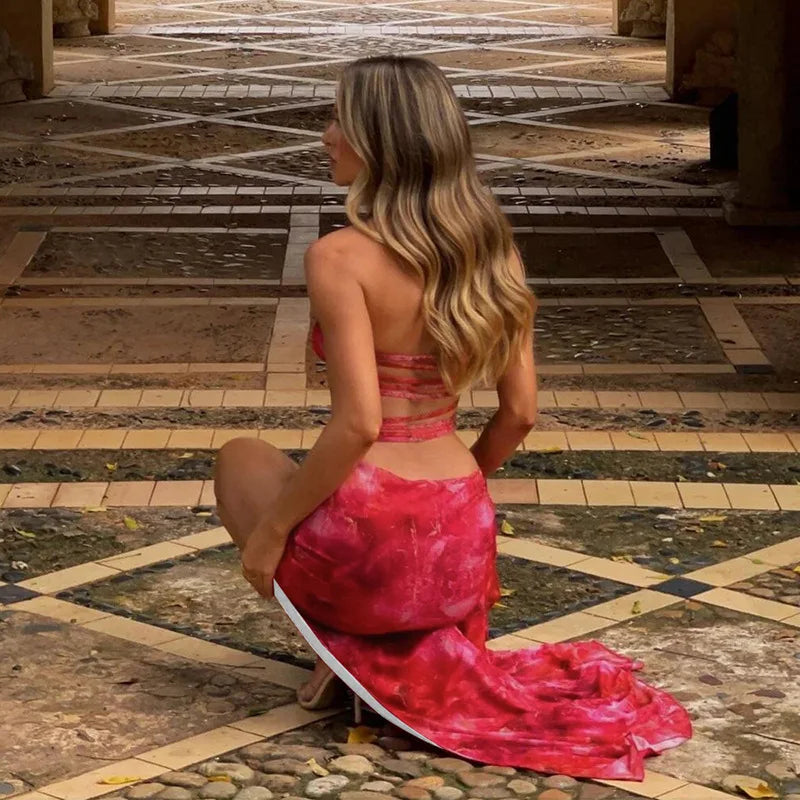 Print Maxi Slim Bodycon Vacation Dress