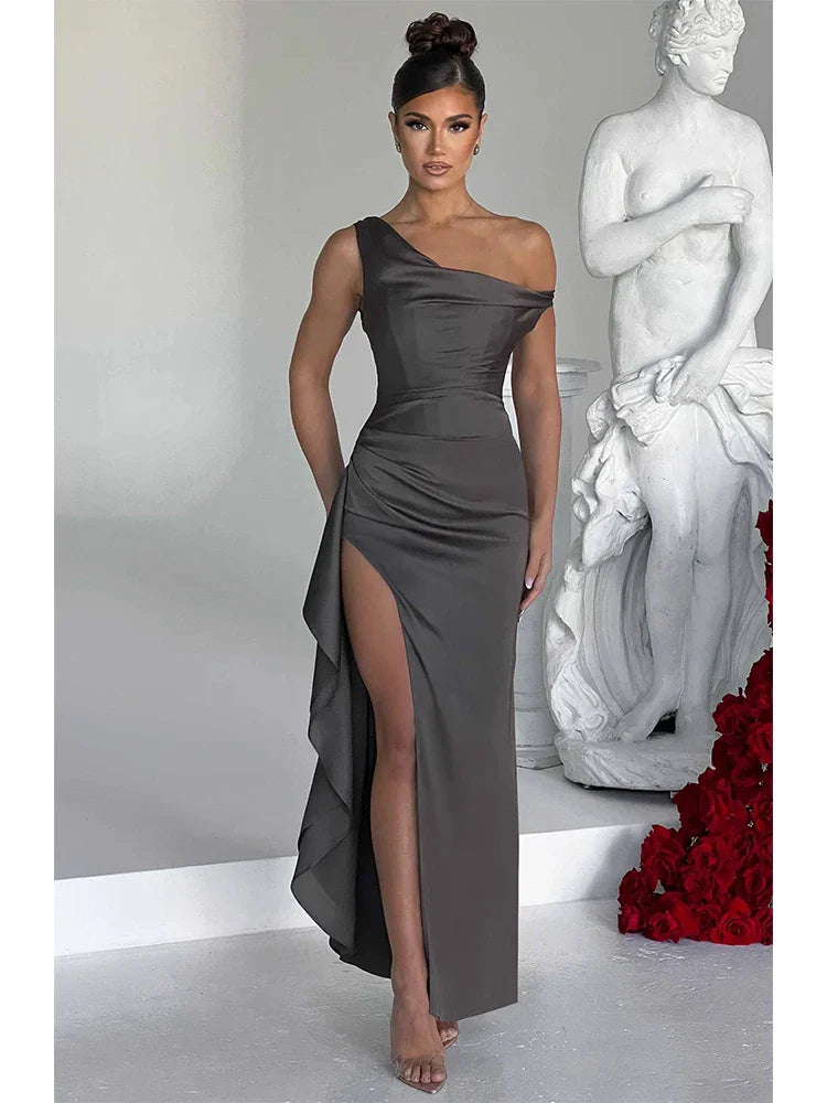 Ruffles Asymmetrical Maxi Vacation Dress