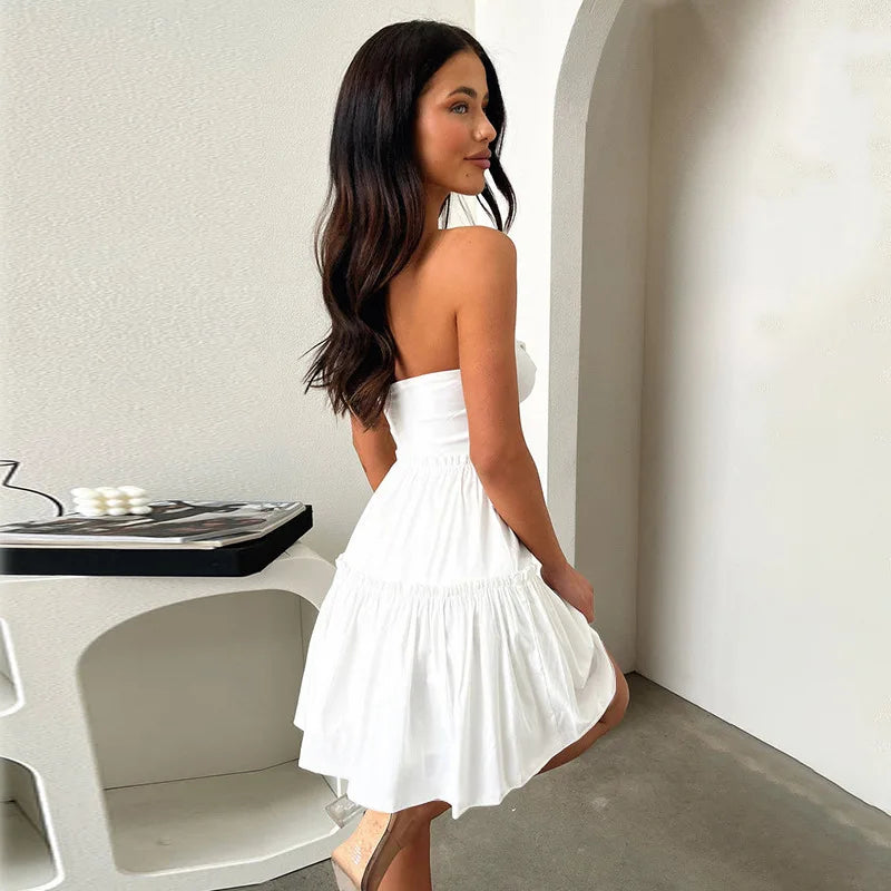 Waist Wrap A-line Pleated Vacation Dress