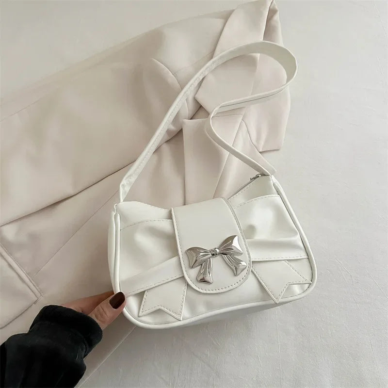 Bow PU Leather Casual Shoulder Handbag