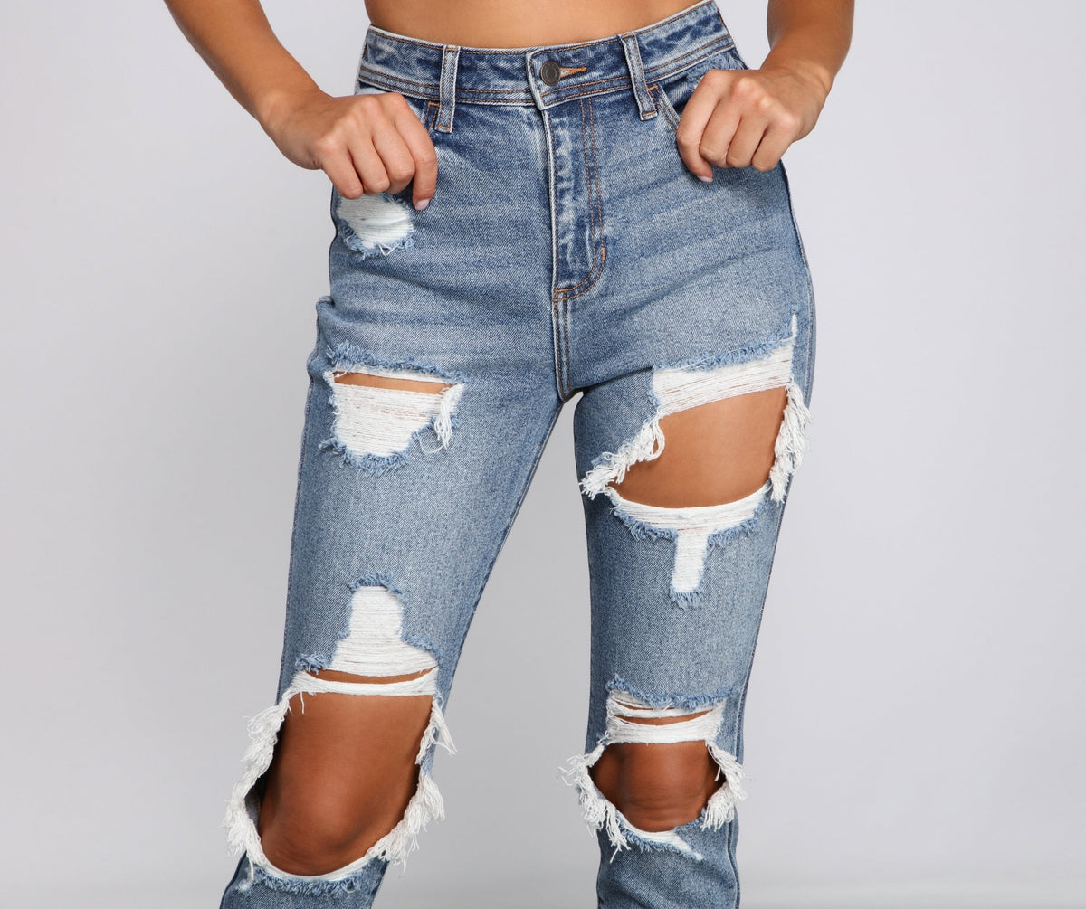 KittenAlarm - Trendy Destructed High-Rise Skinny Jeans