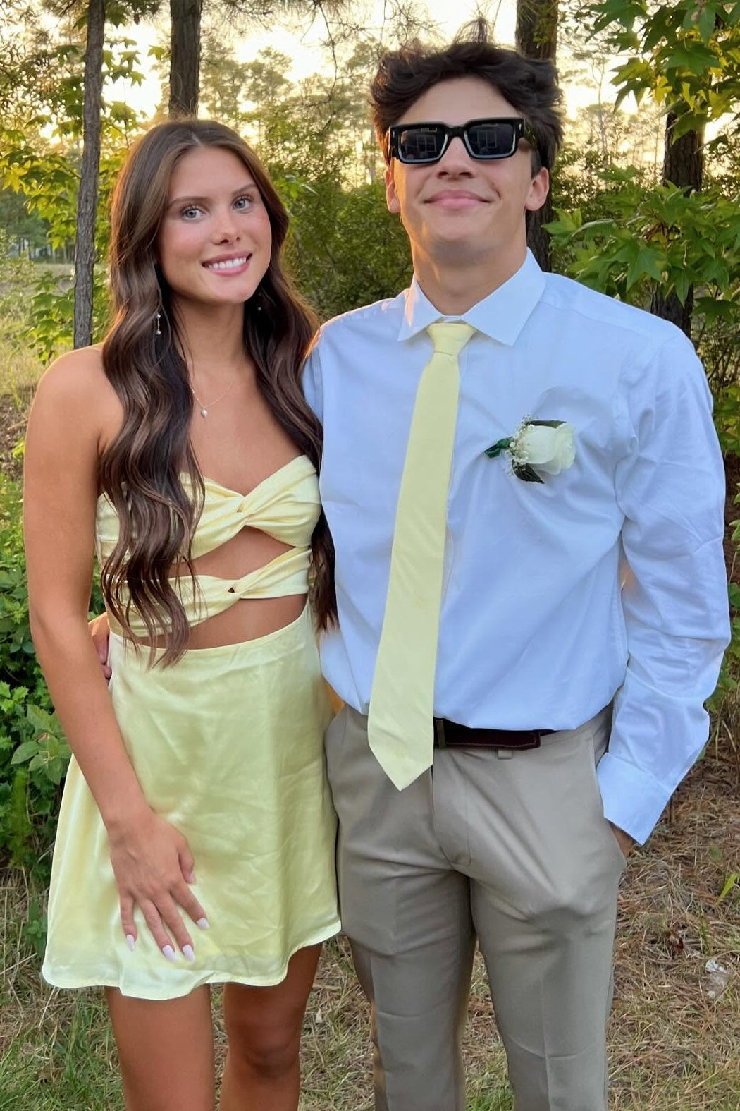 Trendy A Line Sweetheart Yellow Short Homecoming Dress with Keyhole