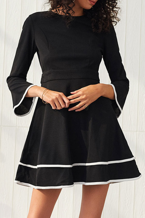 Flared Sleeves Fitted A-line Mini Dress