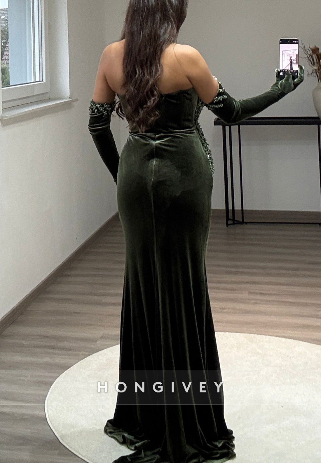 Column Off the Shoulder Pleated Floor-Length Beading Formal Evening Dresses
