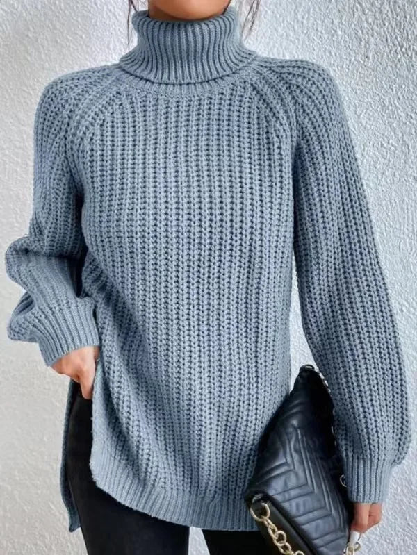 Turtleneck  Split Crochet  Thick Sweater