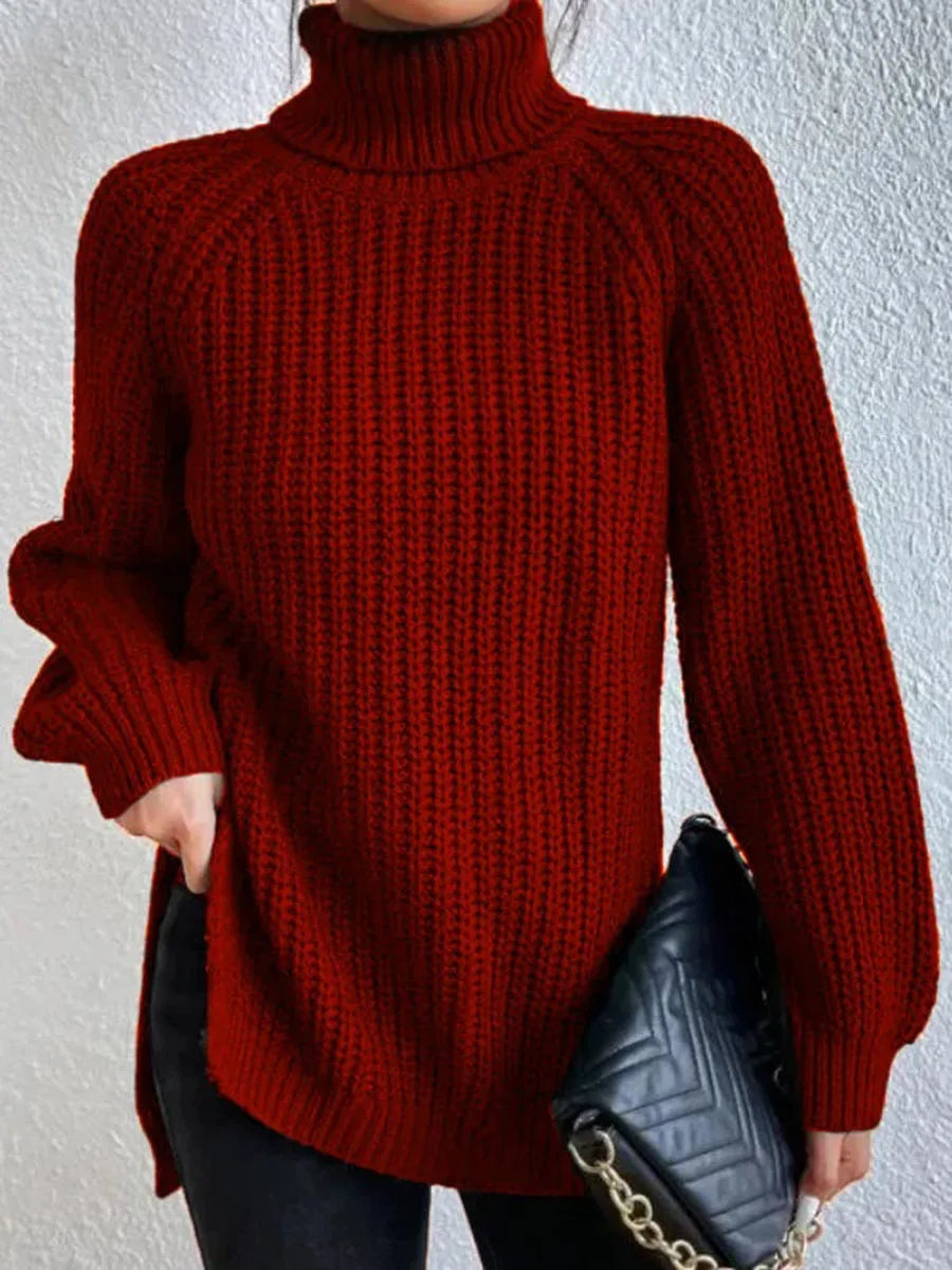 Turtleneck  Split Crochet  Thick Sweater