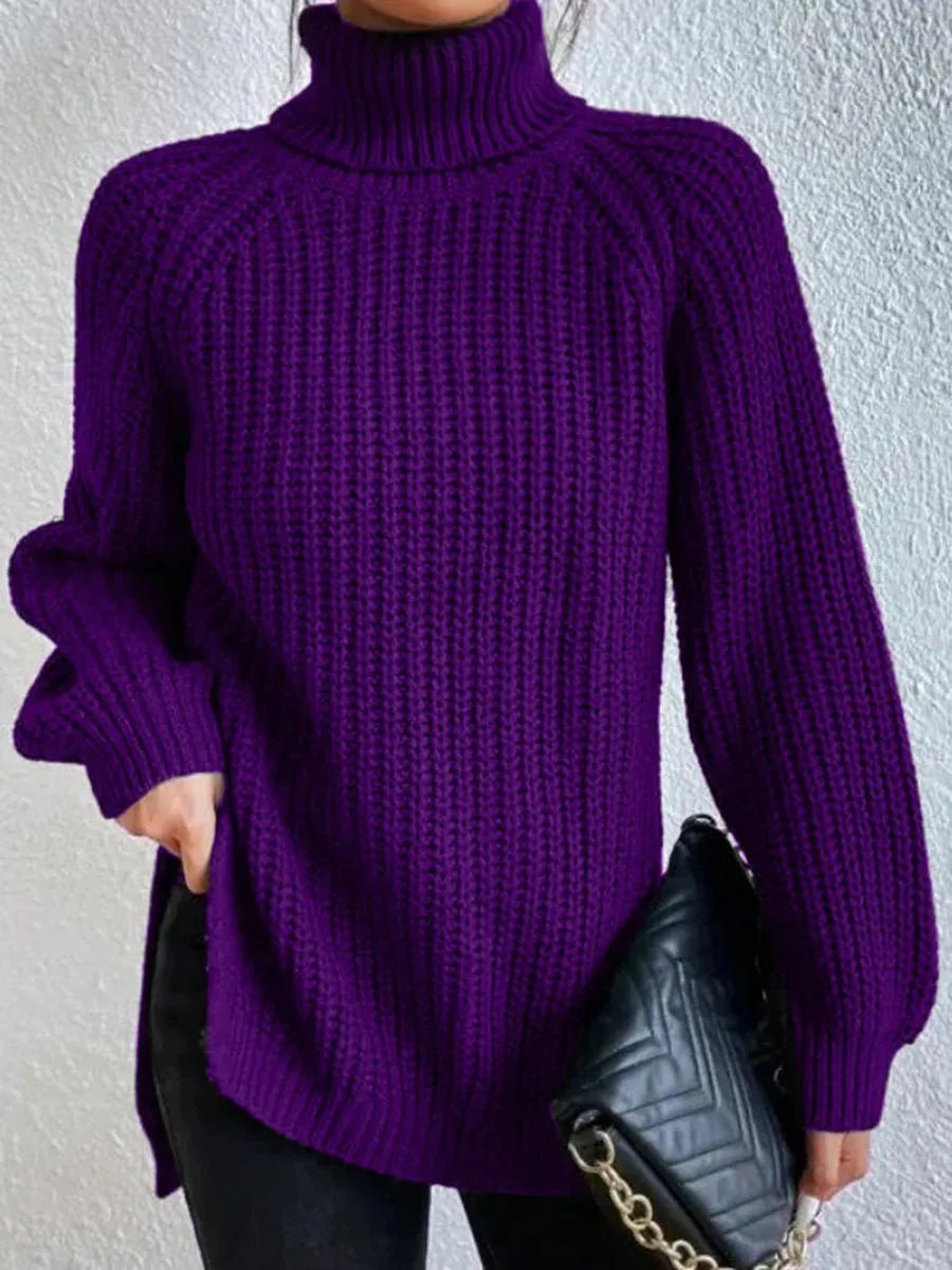 Turtleneck  Split Crochet  Thick Sweater