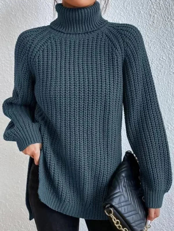 Turtleneck  Split Crochet  Thick Sweater