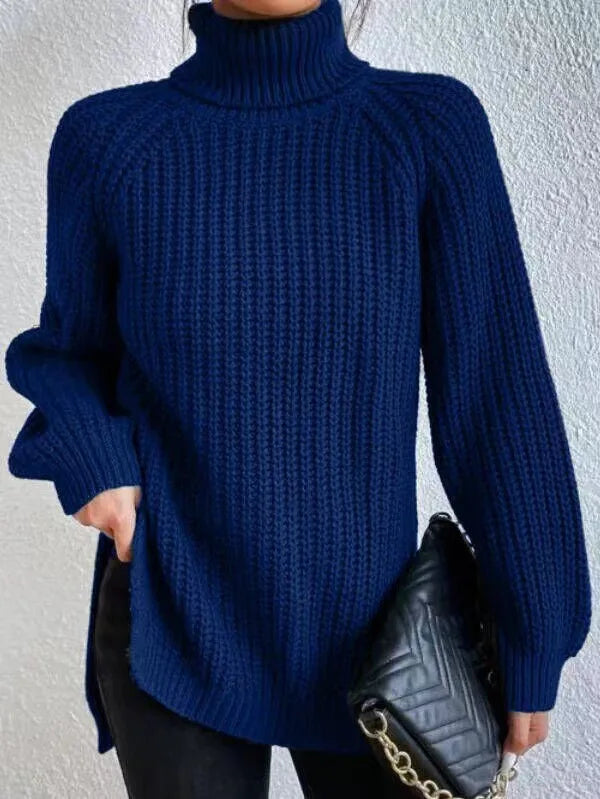 Turtleneck  Split Crochet  Thick Sweater