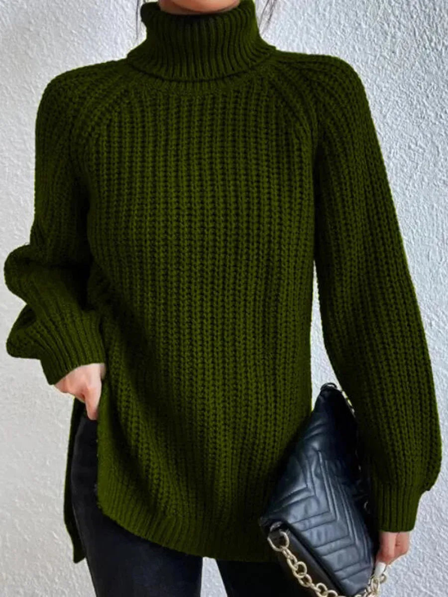Turtleneck  Split Crochet  Thick Sweater