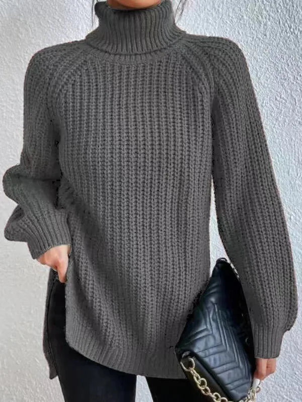 Turtleneck  Split Crochet  Thick Sweater