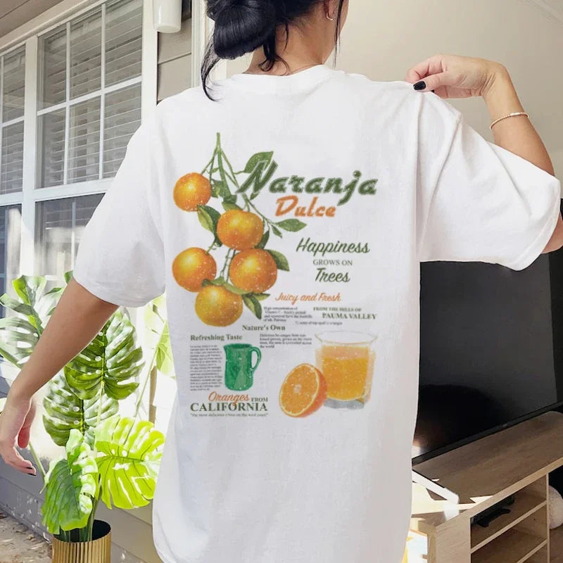 Orange Citrus Vintage Back Print T-shirt