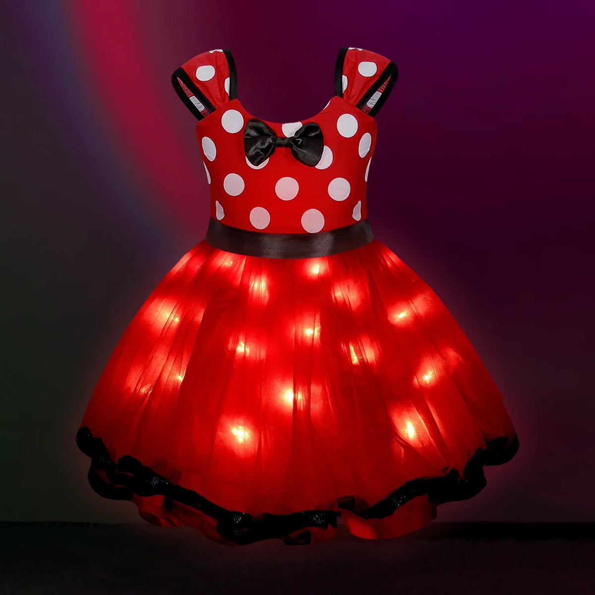 Polka Dot LED Light-Up Cap Sleeve Girls' Tutu Dress 2