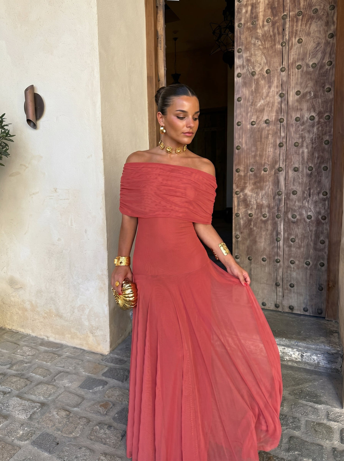 One Shoulder Draped Short Sleeve Jersey Maxi Dress 4