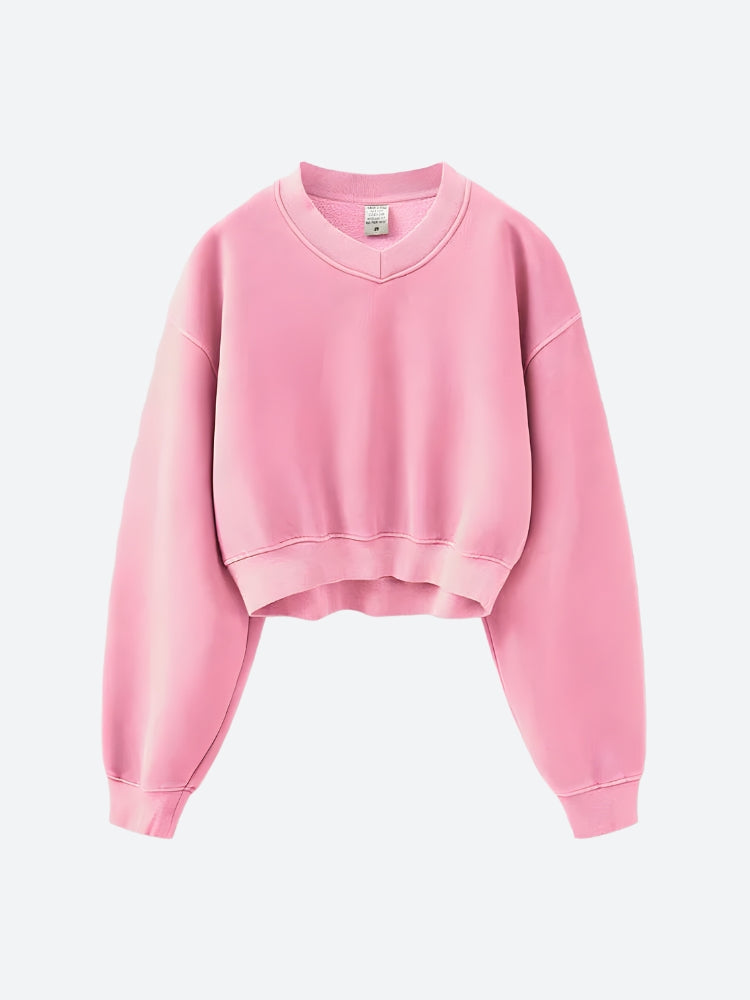 V-Neck Drop Shoulder Cropped Sweatshirt 10