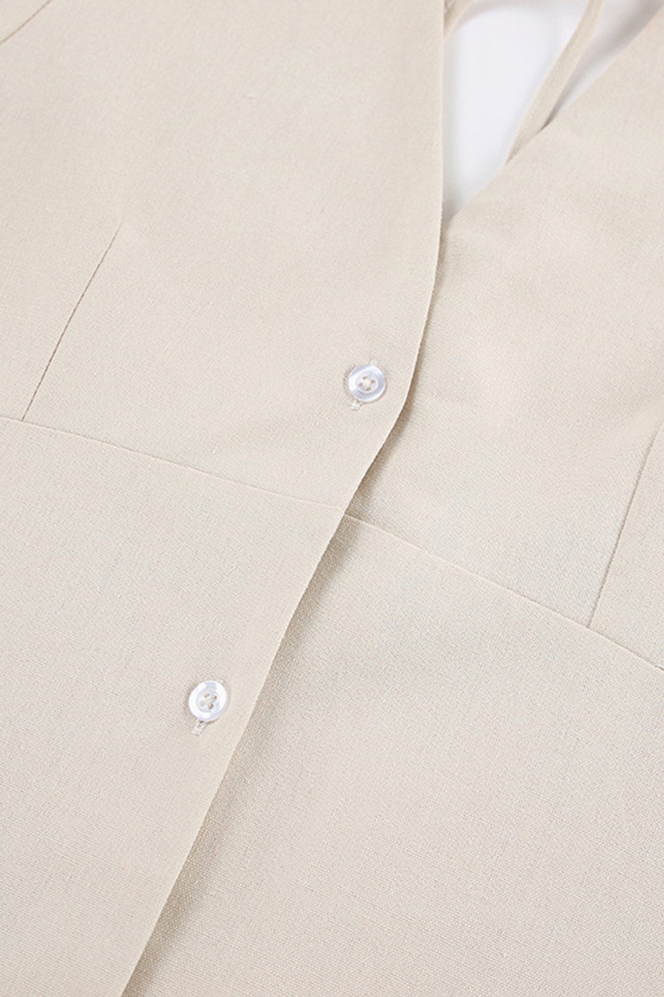 V Neck Single-breasted Cotton Linen A-line Dress