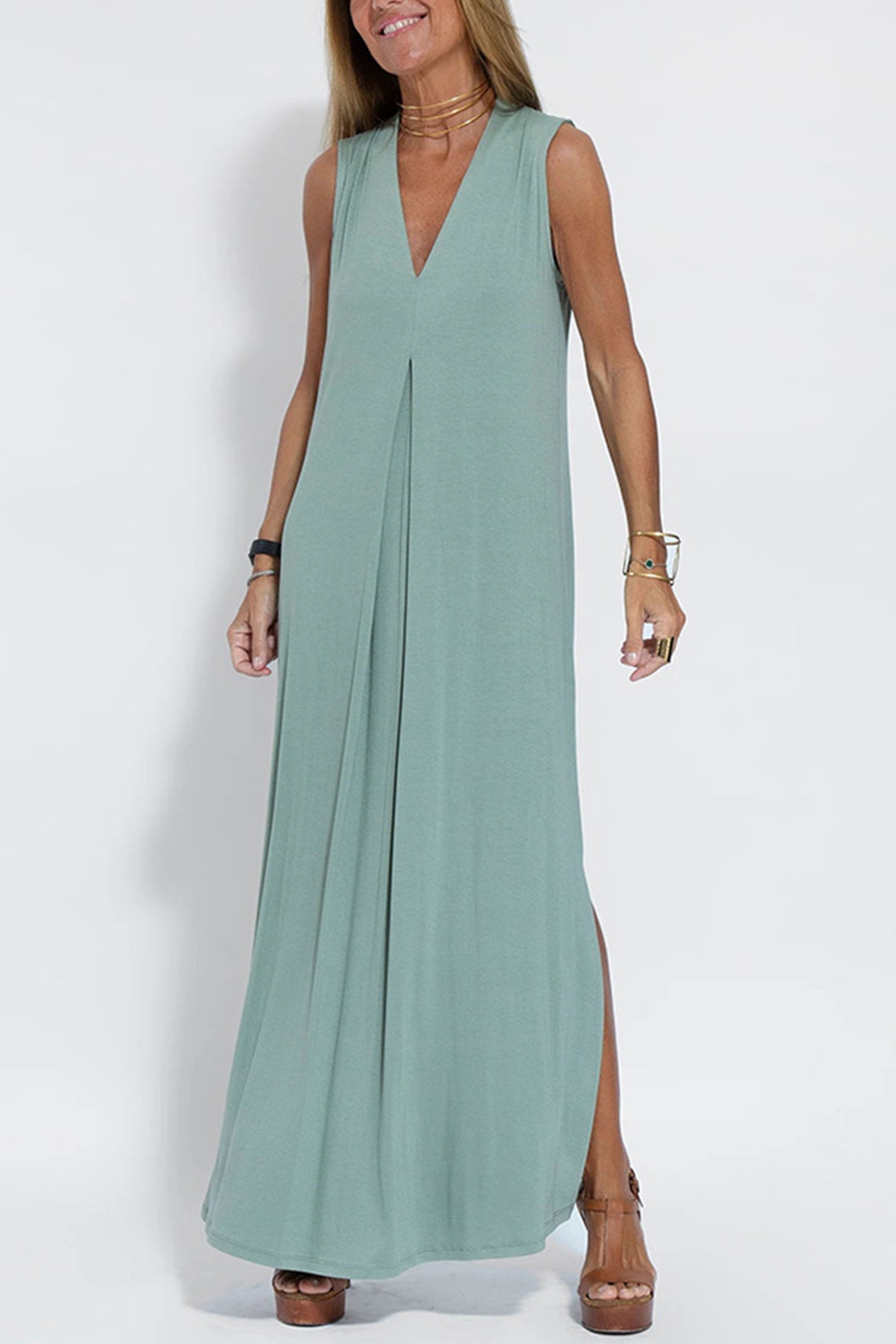 Stylish V Neck Tank Dress and Long Cardigan Set for You
