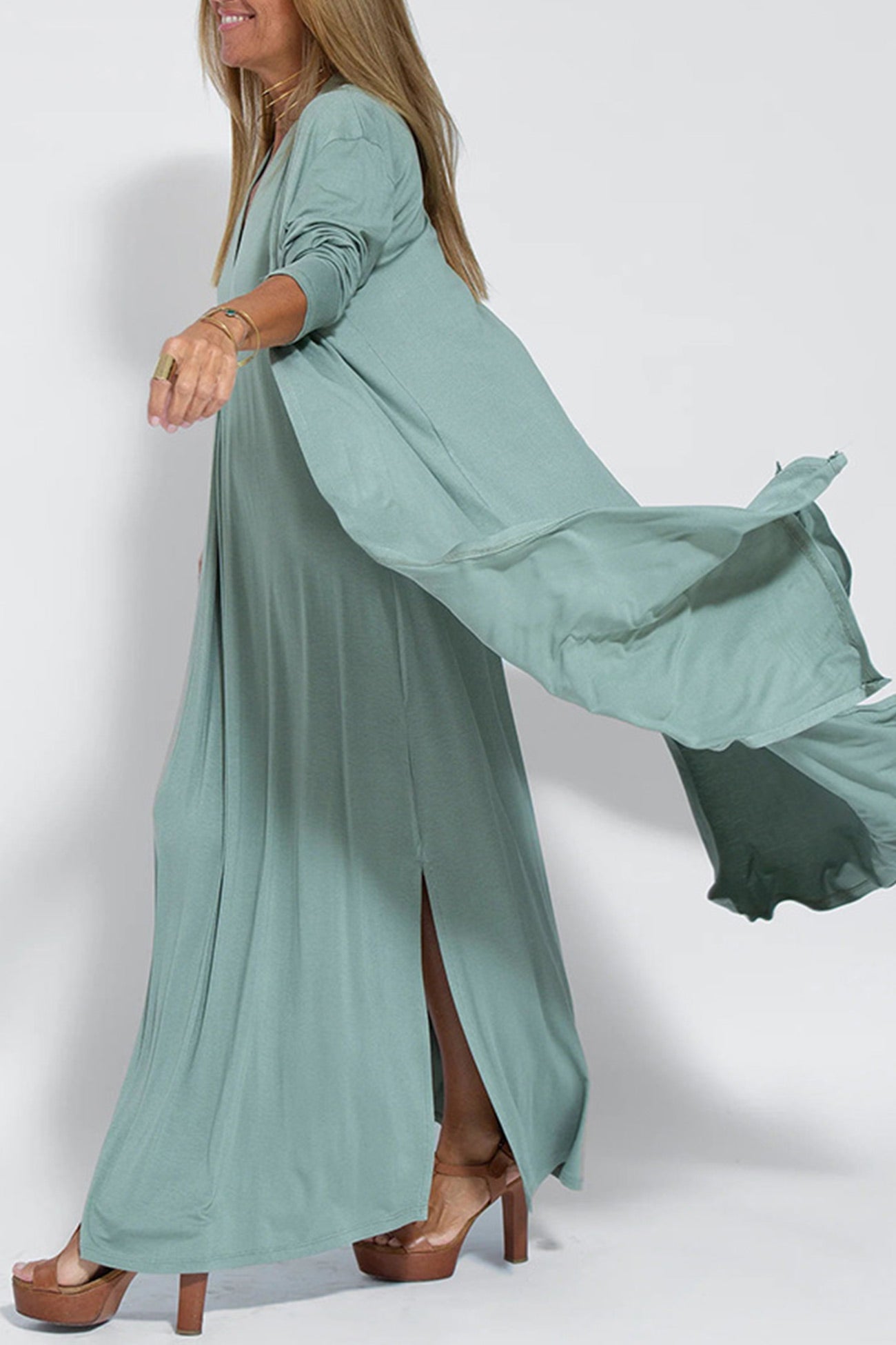 Stylish V Neck Tank Dress and Long Cardigan Set for You