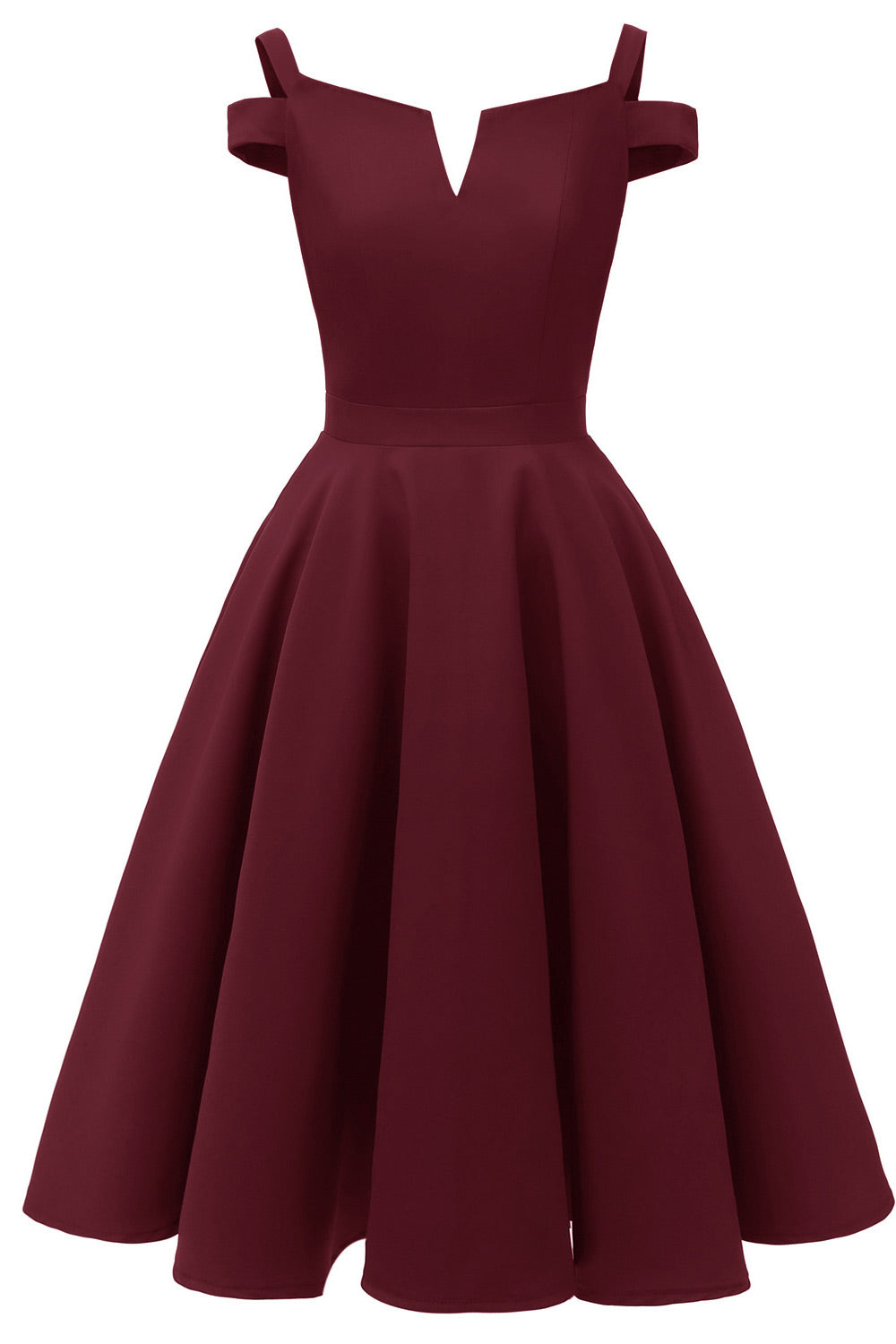 V-cut Cold Shoulder Satin Prom Dress - Mislish