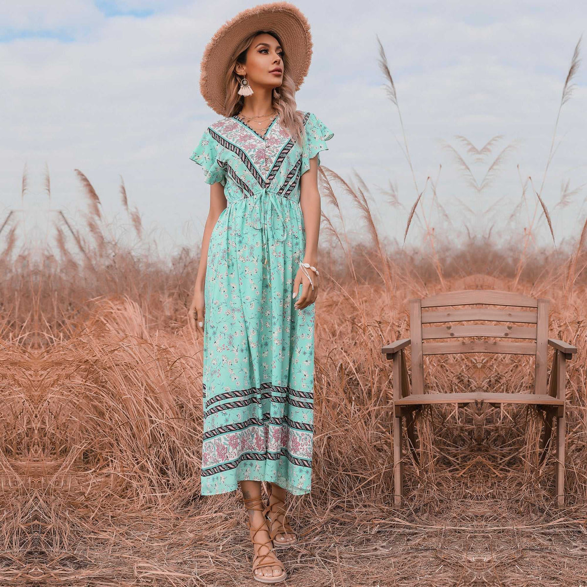 KittenAlarm - V-neck Long Dress