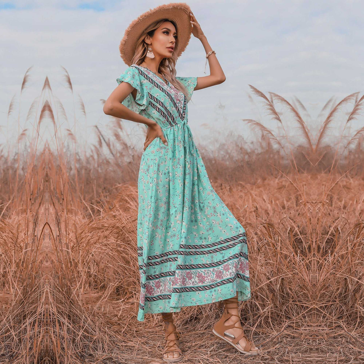 KittenAlarm - V-neck Long Dress