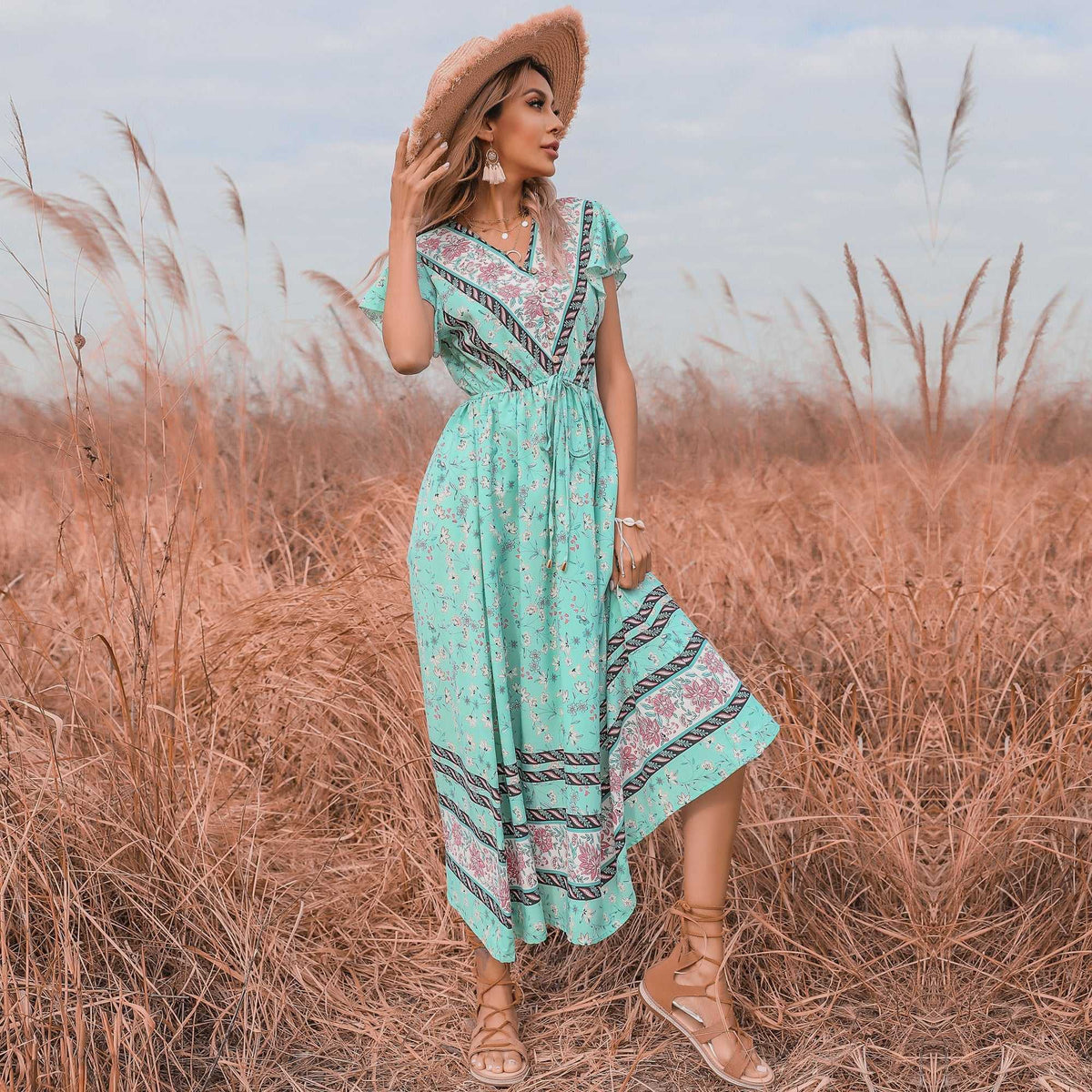 KittenAlarm - V-neck Long Dress