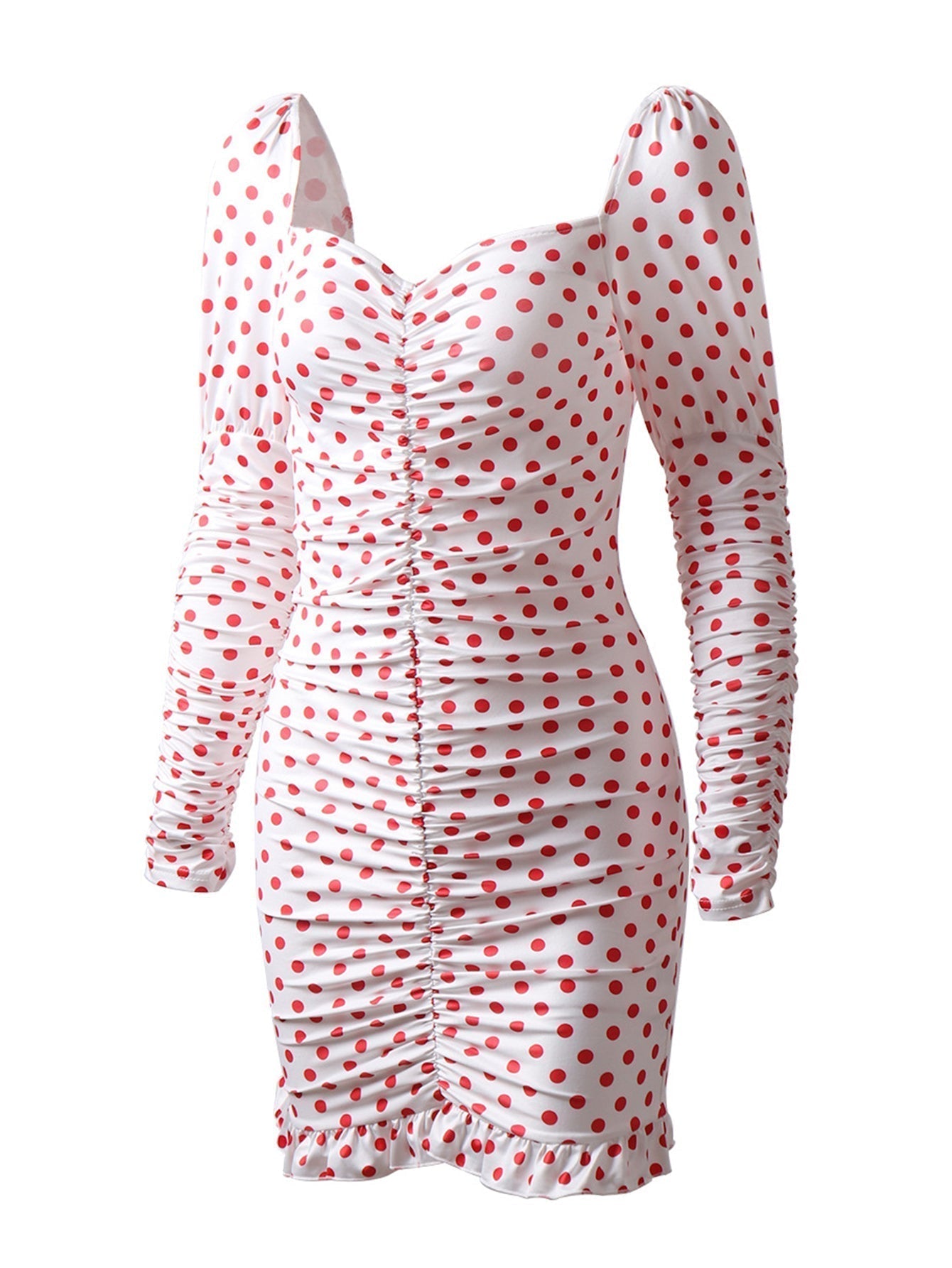 V-neck Polka Dot Dress - Fashionpara