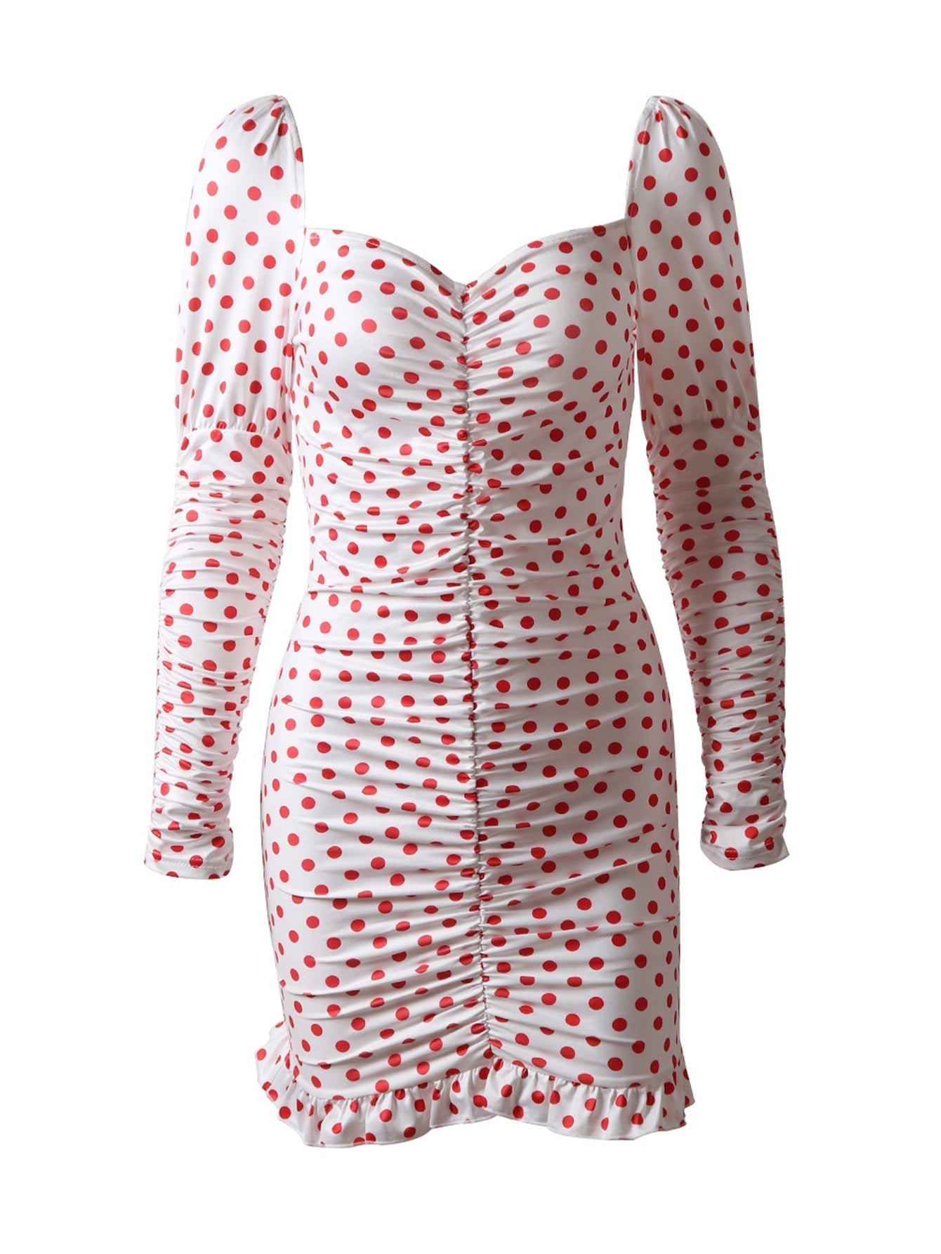 V-neck Polka Dot Dress - Fashionpara