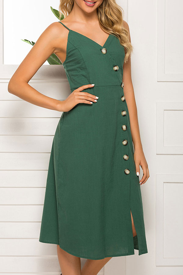 Sleeveless Button Up Midi Dress