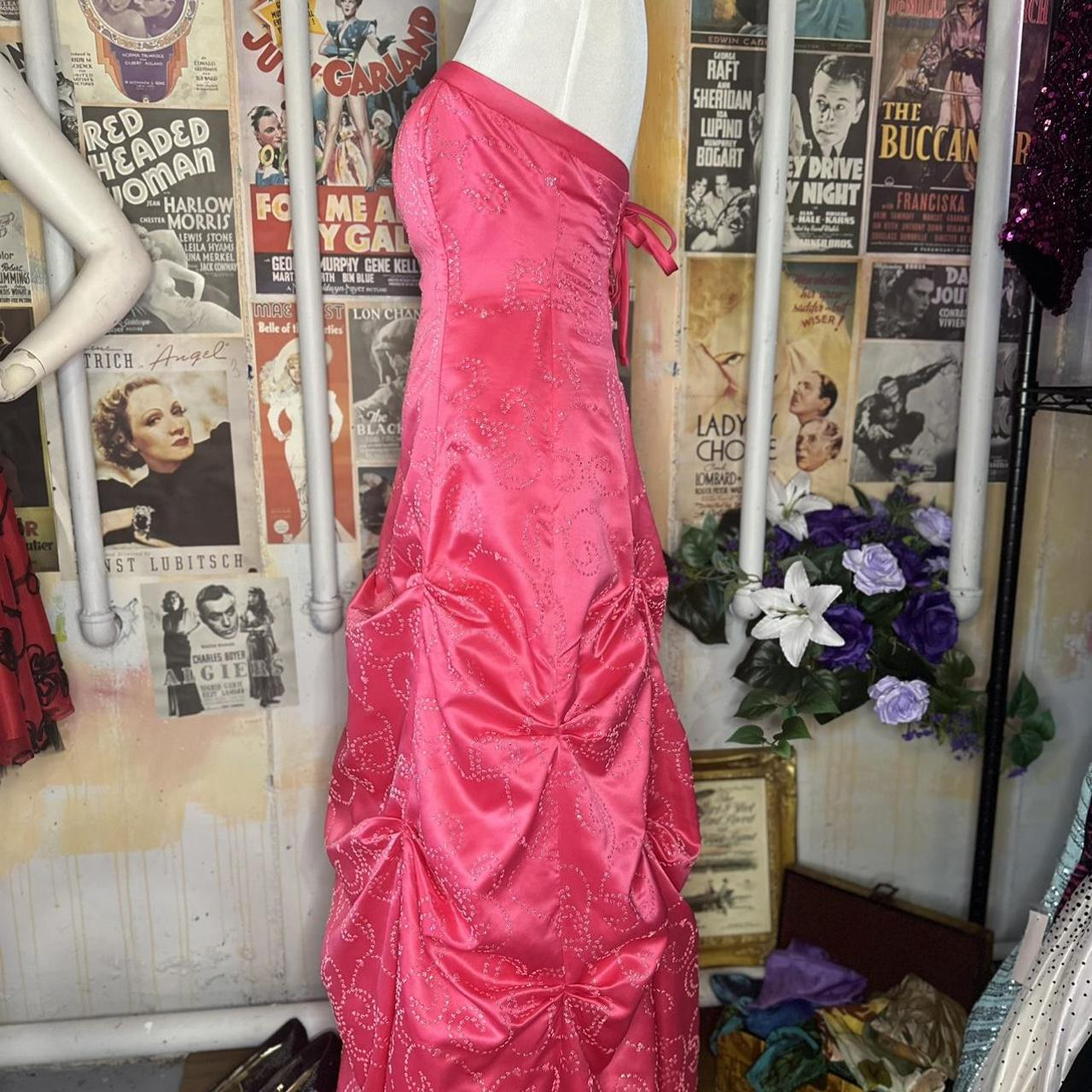 Elegant Hot Pink Strapless Satin Beaded Long Party Dress Birthday Prom Gown D1703