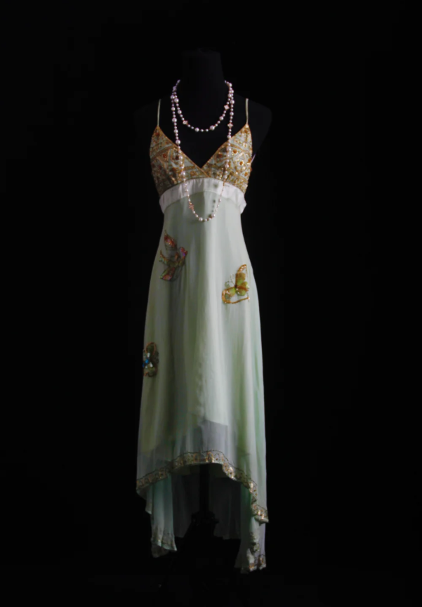 Classy Light Green Spaghetti Straps Chiffon Sequin Beaded Long Birthday Prom Dress Party Gown D1683