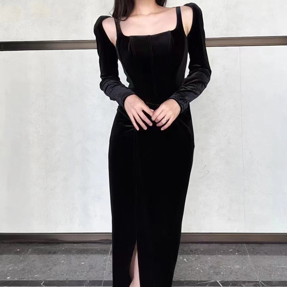 Vanessa Corset Front Slit Midi Dress - Fashionpara