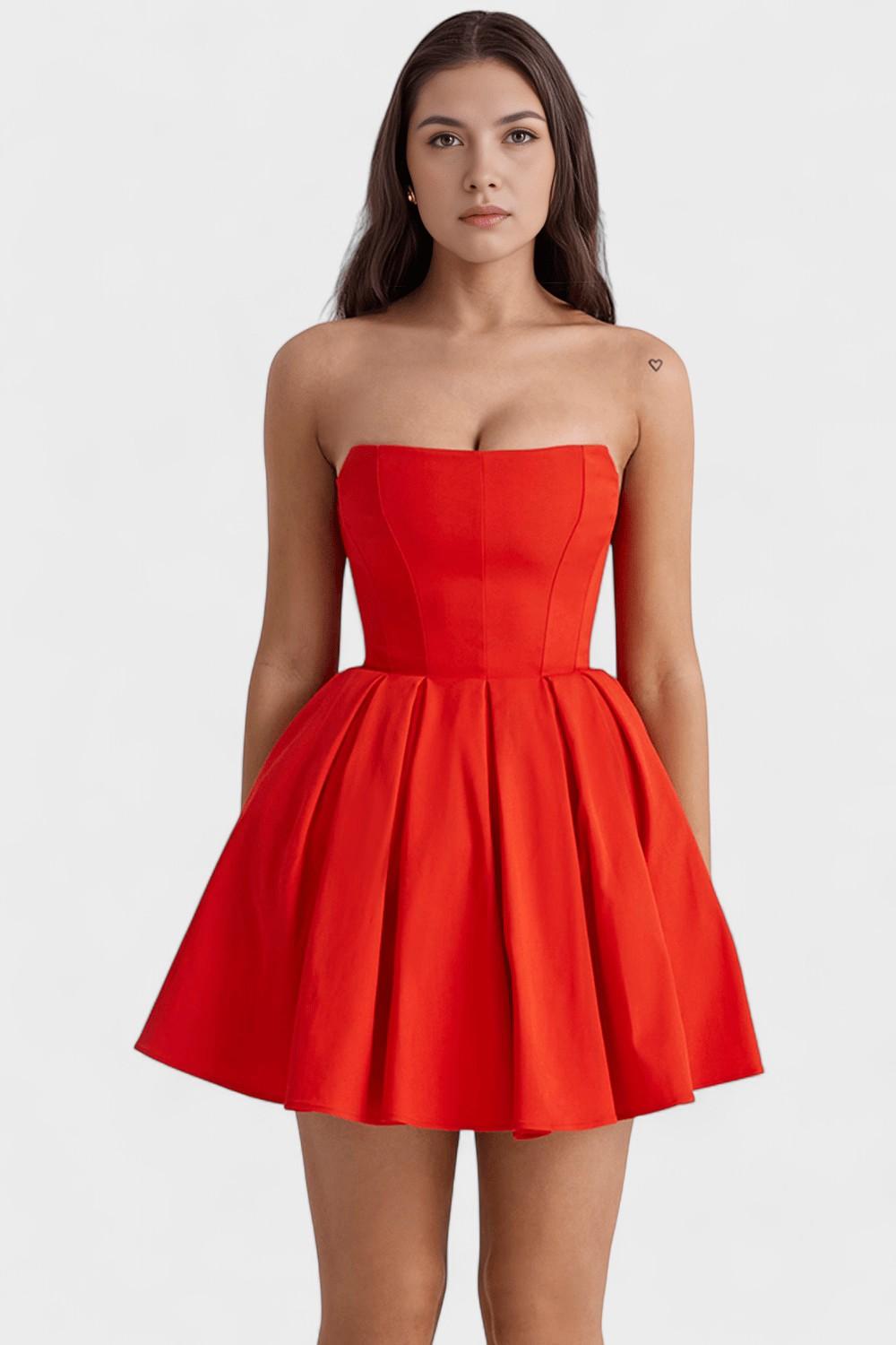 Strapless Corset Fit and Flare Mini Dress