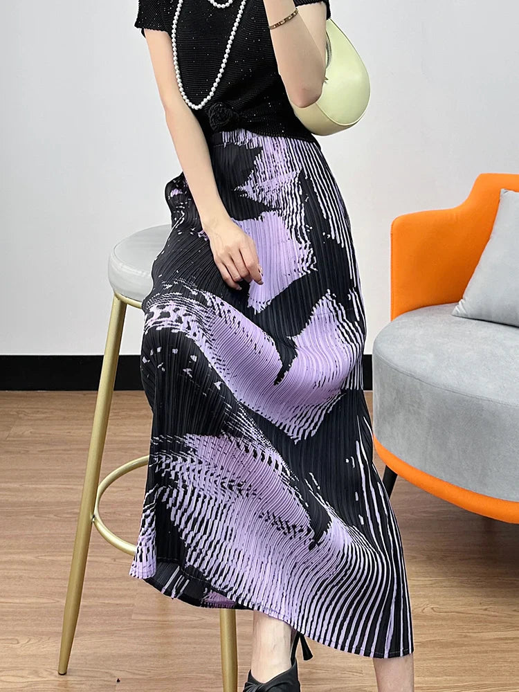 Floral Pleated Slimming High Waist Beach Comfort Skirt