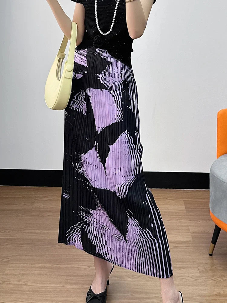 Floral Pleated Slimming High Waist Beach Comfort Skirt
