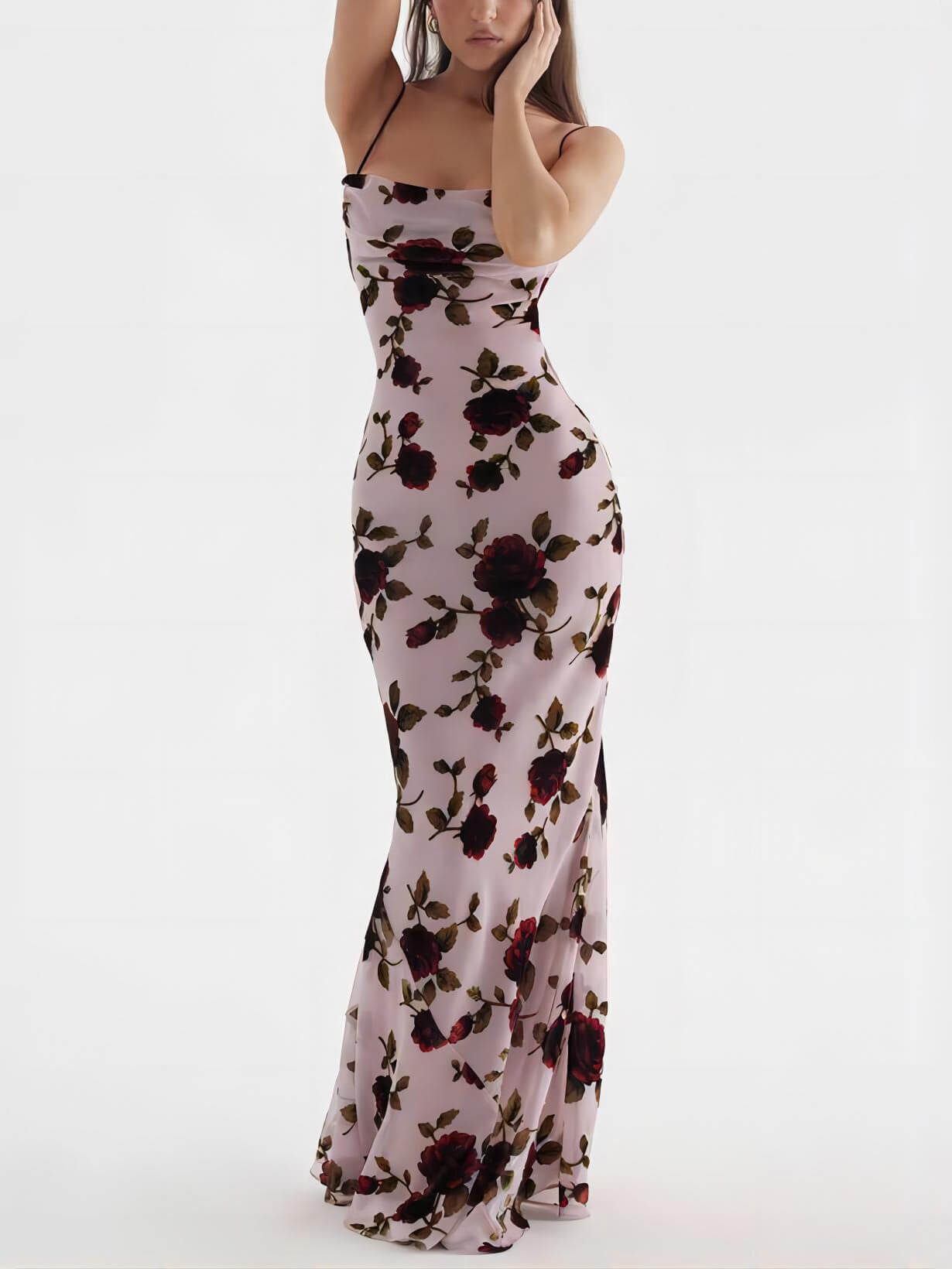 Rose Backless Maxi Dress - Fashionpara