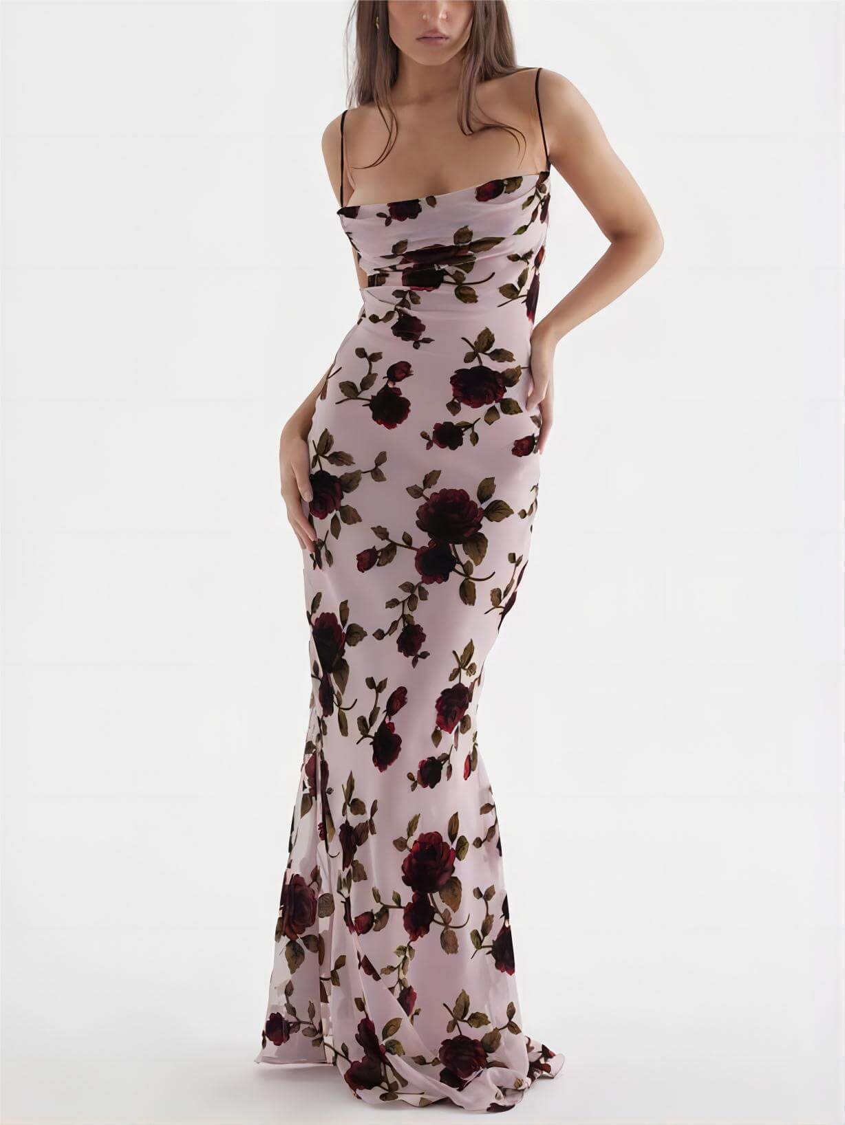 Rose Backless Maxi Dress - Fashionpara