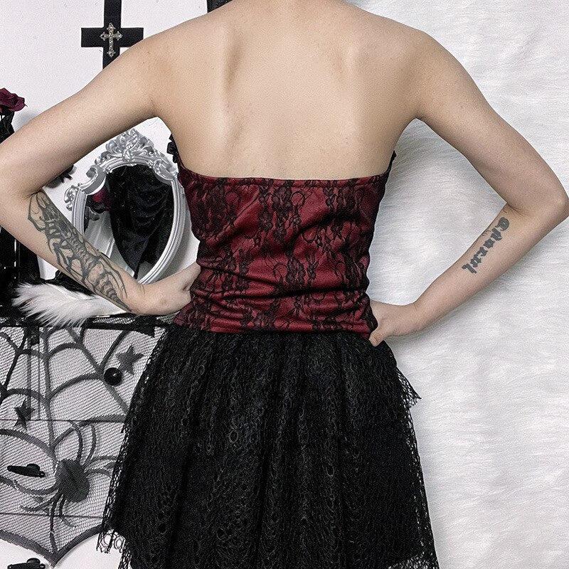 Victorian Goth Ribbon Detailed Corset Top - Fashionpara