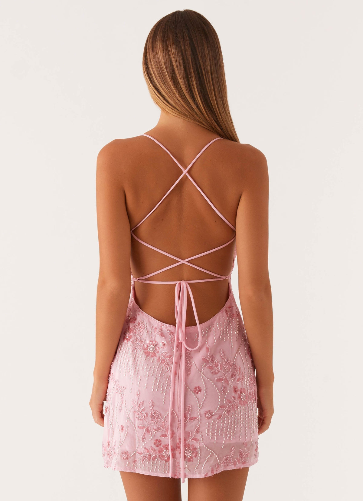 Beaded Sweetheart Spaghetti Strap Bodycon Mini Dress - View 18