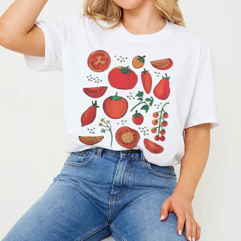 Boho Tomato Botanical Garden T-shirt - Fashionpara