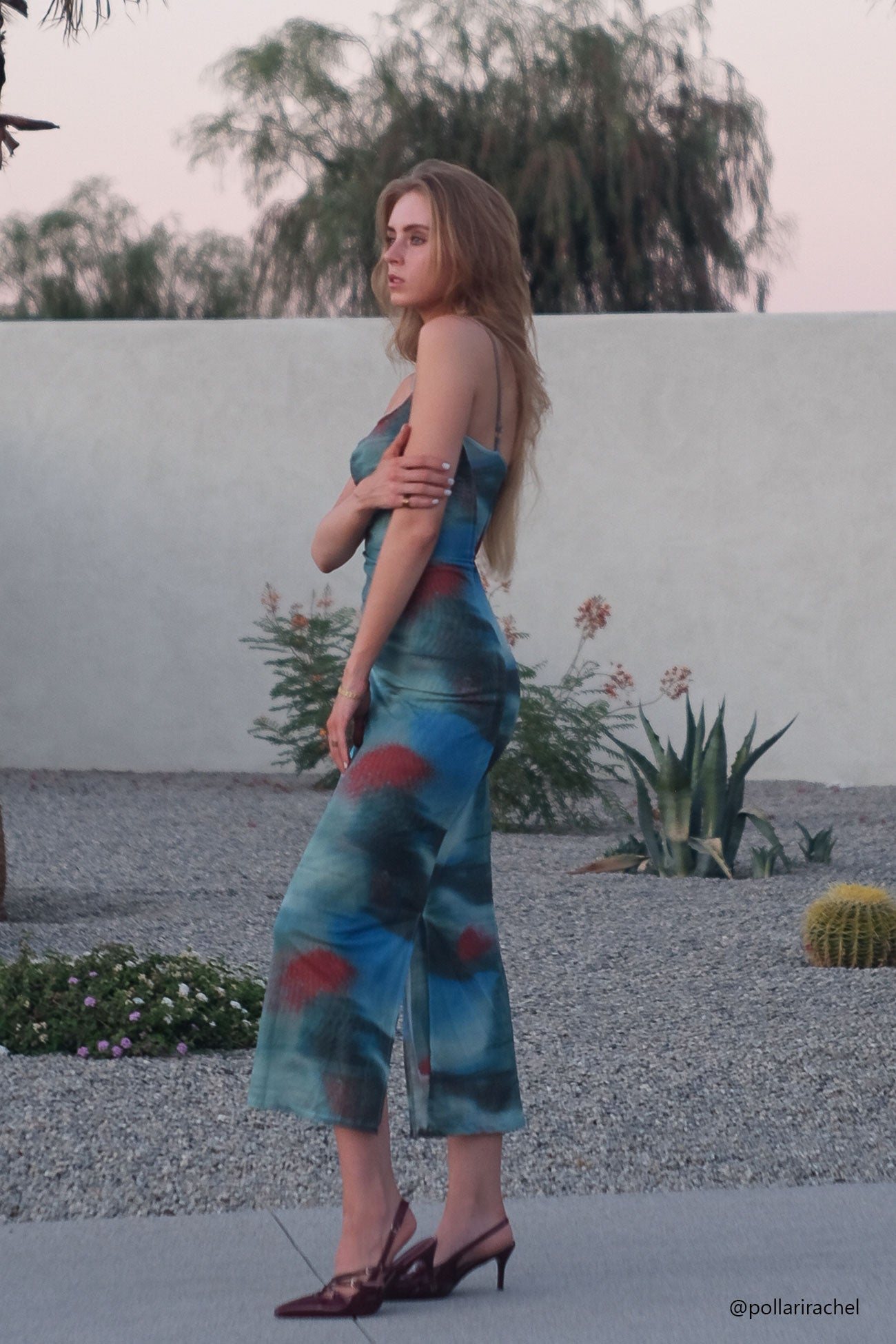 Vintage Contrast Printed Chiffon Cami Dress